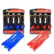 Set 8x Sangles à Cliquet avec Crochets + 8x Boucles de Fixation ConStands rouge et bleu