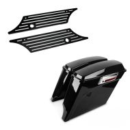 Set: Sacoches rigides compatible avec Harley Davidson Touring 94-13 Craftride Prolongés 35Ltr en noir + Kit de Caches-Charnières Edge Cut en Billette compatible avec Harley Davidson Touring 93-13 Craftride