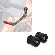 Set: Hebelschützer Lever Guard Bremshebel Kupplung Hebelschutz X6 rot + Schwingenschützer Racingadapter Bobbins passend für Montageständer M6-8 carbon