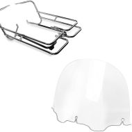 Set: Kofferträger Twin Rail passend für Harley Davidson Touring 97-08 mit Schutzbügel Craftride + Windschild 12,5" passend für Harley Davidson Electra-Street Glide 96-13 klar Craftride