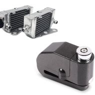 Set: Radiateur d'eau compatible avec KTM SX 50 12-22 gauche droite () + Antivol bloque disque Alarme 110dB BS-Motoparts Moto antivol noir