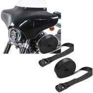 Set: Carenage Batwing + pare-brise M compatible avec Harley Davidson BW8 + Moto Sangle Set sangle arrimage 150cm 2 pièces en noir