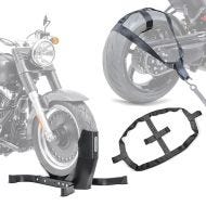 Set: Motorradwippe Easy-Plus Motorradständer bis 21 Zoll schwarz-matt + Hinterrad Zurrgurt mit 4x Ratschen-Spanngurten Set Abspanngurt_1