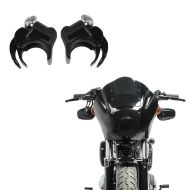Set : Lampenmaske MG8 passend für Dyna Street Bob 06-17 Lampen Verkleidung Craftride + Windschild Kla mmern 49 mm passend für - 05-20 Windschutzscheiben schwarz