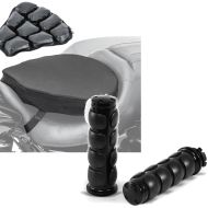 Set: Motorrad Luftkissen Tourtecs Air ML Komfort Sitzkissen in schwarz + Lenker-Griffe 1" Zoll Craftride CG3 CNC Alu passend für Kawasaki Yamaha Suzuki Honda schwarz