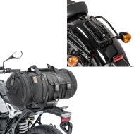Set: Sacoche de selle moto arrière Bagtecs TB8 Sac rouleau 35Ltr en noir + Porte-bagages compatible avec Harley Davidson Sportster 04-20 Craftride noir