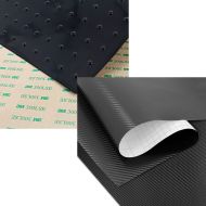 Set: Seiten-Tankpad Platte Motea Grip 48x48 cm schwarz + Wrapping Klebefolie Carbonfolie 75x100cm Carbon-Look 3D in schwarz