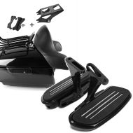 Set: Topcase King NLB passend für Harley Davidson Touring 14-24 mit Docking Kit  Craftride + Sozius Trittbretter passend für Harley Davidson Touring 93-24 Craftride CF2 mit Halter schwarz