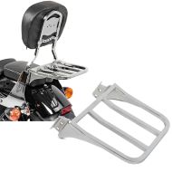 Set: Sissy Bar avec porte bagages compatible avec Harley Davidson Sportster 1200 Custom 04-20 chrome Craftride + Portebagages compatible avec Harley Davidson Sportster, Dyna, Softail chrome Craftride