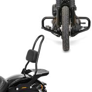 Set: Sissy Bar CSL avec porte bagages compatible avec Harley Davidson Softail Street Bob 18-24 noir Craftride + Pare cylindre Mustache compatible avec Harley Davidson Softail Street Bob / Standard 18-24 Craftride noir