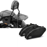 Set: Sissybar passend für Harley Davidson Softail Sport Glide 18-24 Craftride Fast Driver-M inkl. Gepäckträger schwarz + Koffer Innentaschen passend für Harley Davidson Sport Glide 18-24 Crafride Koffertaschen