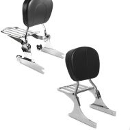 Set: Sissy Bar avec porte bagages compatible avec Harley Davidson Softail Modèles -2006 chrome Craftride + Sissy Bar avec porte bagages compatible avec Harley Davidson Softail 88-06 chrome Craftride