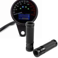 Set: Tachometer KTX Speedometer universal in schwarz + Lenkergriffe 5X - 22mm schwarz