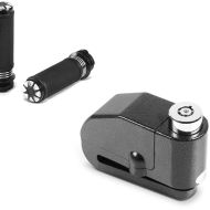 Set: Lenker-Griffe 1" Zoll Craftride CG14 CNC Alu passend für Kawasaki Yamaha Suzuki Honda schwarz + Bremsscheibenschloss Alarm 120dB BS-Motoparts Diebstahlschutz Motorrad schwarz