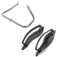 Set: Sturzbügel passend für Harley Davidson Touring 09-24 Craftride TR2 chrom + Seitlicher Windabweiser passend für Harley Davidson Touring 14-24 schwarz Craftride
