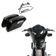 Set : Seitenkoffer Set passend für Dyna Low Rider 08-17 DY1 Craftride + Lampenmaske MG8 passend für Dyna Low Rider / S 99-17 Lampen Verkleidung rauchgrau Craftride