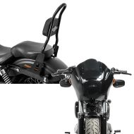 Set : Sissybar Dyna Low Rider 2006-2017 Craftride Fast Rider-M schwarz + Lampenmaske MG8 passend für Dyna Low Rider / S 99-17 Lampen Verkleidung rauchgrau Craftride