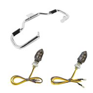 Pare carter Yamaha XVS 650 Drag Star / Classic XV1 chrome + Clignotants compatible avec Yamaha XVS 650 A Drag Star Classic LED KP8 teinté