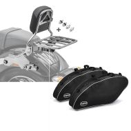 Set: Sissybar passend für Harley Davidson Softail / Sport Glide 18-24 R1 mit Gepäckträger und Docking chrom Craftride + Koffer Innentaschen passend für Harley Davidson Sport Glide 18-24 Crafride Koffertaschen