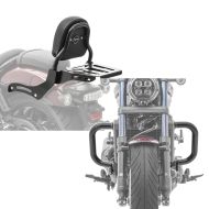 Set: Sissy Bar XS3 compatible avec Honda Rebel 1100 CMX 21-24 porte bagages noir Craftride + Pare cylindre compatible avec Honda Rebel 1100 CMX 21-24 pare carter Craftride PM3