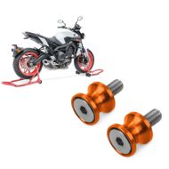 Set: Montageständer Set passend für KTM 690 Duke / R ConStands Motorradständer vorne hinten CS rot + Motorrad Prismabuchsen-Racingadapter Motea Jerez M10 x 1.5 orange