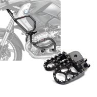 Set: Pare carter Set L2 compatible avec BMW R 1200 GS 08-12 haut et bas crashbar + Cale pied compatible avec BMW R 1200 GS Xdure FF6 Aluminium 57mm noir