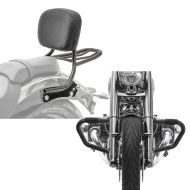 Set: Sissy Bar compatible avec BMW R 18 / Classic 20-24 Dossier detachable + porte-bagages Craftride QL2 + Pare cylindre Mustache compatible avec BMW R 18 / Classic 20-24 Pare Carter 38mm Craftride MV5 noir