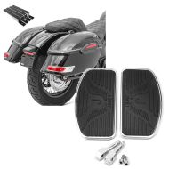 Set: Motorrad Seitenkoffer Set Craftride Delaware je 33Ltr rechts und links inkl. Haltesatz in schwarz + Universal Trittbretter Beifahrer Fussrasten hinten passend für Cruiser und Chopper Craftride FB3