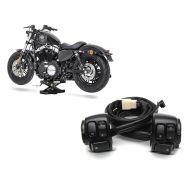 Set: Moto Pont elevateur ciseaux ConStands Mini-Lift Cric 500kg en noir + Commandes de Guidon compatible avec Harley Davidson Dyna Sportster Softail V-Rod 96-13 noir Craftride