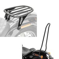 Set: Gepäckträger passend für Harley Davidson Softail Street Bob 18-24 Solo Rack Craftride GS3 schwarz + Sissybar passend für Harley Davidson Softail Street Bob 18-22 Tampa XL schwarz Craftride