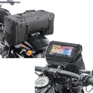 Set: Sacoche de selle arrière Craftride SQ1 Sacoche arrière pour moto custom 52Ltr en noir + Sacoche de guidon compatible avec moto custom support smartphone Craftride LB2 CB39614