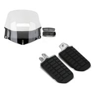 Set: Windschild Honda Goldwing GL 1800 01-16 mit Lüftungsgitter klar Craftride + Fahrer Fussrasten passend für Honda Goldwing GL 1800 01-16 Vorne Craftride