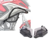 Set: Sturzbügel oben L passend für Honda NC 750 X / 700 X 12-20 Verkleidungsschutzbügel oben + Handprotektoren passend für Honda NC 750 X / NC 700 X / S 12-20 mit Verlängerung Motoguard XL
