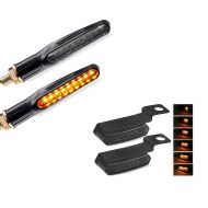 Set: Lauflicht Blinker Motorrad Lumitecs KP6 LED Blinker mit E-Prüfzeichen 2 Stück + Lenkerblinker Motorrad Lumitecs TS4 Lauflicht Blinker LED passend für Lenker Armatur mit E-Prüfzeichen getönt