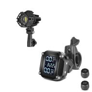 Set: Motorrad LED Zusatzscheinwerfer mit Sturzbügel Halter und Schutzgitter Lumitecs SX22 + Reifendruckkontrollsystem RDKS mit Temperaturmesser Tourtecs Reifendruckprüfer digital