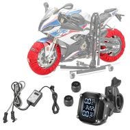 Set: Motorrad Reifenwärmer Set Snaefell ConStands 30-99°C Digital passend für Vorderrad und Hinterrad rot + Reifendruckkontrollsystem RDKS mit Temperaturmesser Tourtecs Reifendruckprüfer digital