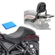 Set: Selle solo Gel compatible avec Honda Rebel 1100 CMX 21-24 Craftride RS2G Monoplace + Sissy Bar XS3 compatible avec Honda Rebel 1100 CMX 21-24 porte bagages noir Craftride