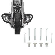 Set: Pare cylindre Mustache compatible avec BMW R 18 / Classic 20-24 Pare Carter 38mm Craftride MV5 noir + Kit adaptateur pour le montage de sissy bars avec valises latérales originales compatible avec BMW R18 20-24 Craftride