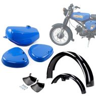 Set Benzintank mit Seitendeckeln + Kotflügel mit Schmutzfänger passend für Simson S50 S51 S70 Craftride blau