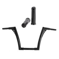 Set: Lenker mit TÜV Teilegutachten Ape Hanger Fat B2 1-1/4" Höhe 12" + Lenkergriffe CG14 passend für Harley Davidson Craftride Schwarz