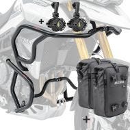 Set Motoguard Sturzbügel oben unten + Scheinwerfer passend für Triumph Tiger 900 20-23 + Taschen schwarz CB4