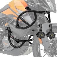 Set Sturzbügel oben unten + Scheinwerfer passend für KTM 390 Adventure 20-24 Motoguard schwarz