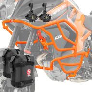 Set Pare carter X21 + Phare Additionnel compatible avec KTM 1290 Super Adventure R / S 21-24 orange + sacoches Motoguard
