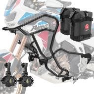 Set Pare carters + Phares Additionnels + sacoches adapté a Africa Twin 1000 CRF 16-19 Motoguard KT21