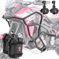 Set Pare carters + Phares Additionnels + sacoches adapté a Africa Twin 1100 CRF 2024 Motoguard KT22