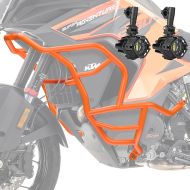 Set Sturzbügel + Zusatzscheinwerfer passend für KTM 1290 Super Adventure S / R 21-24 Nebelscheinwerfer Motoguard KT26 orange