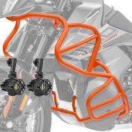 Set Sturzbügel + Zusatzscheinwerfer passend für KTM 790 / 890 Adventure / R 19-22 Nebelscheinwerfer Motoguard KT34 orange