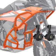 Set Pare carter + Feux Additionnels adapté a KTM 790 / 890 Adventure 23-24 Phares de brouillard Motoguard SH27 orange