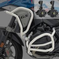 Set Pare carter + Feux Additionnels adapté a BMW R 1300 GS 23-24 argent SG41 Phares de brouillard Motoguard