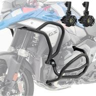 Set Pare carter + Feux Additionnels adapté a BMW R 1300 GS 23-24 Phares de brouillard Motoguard noir SG43